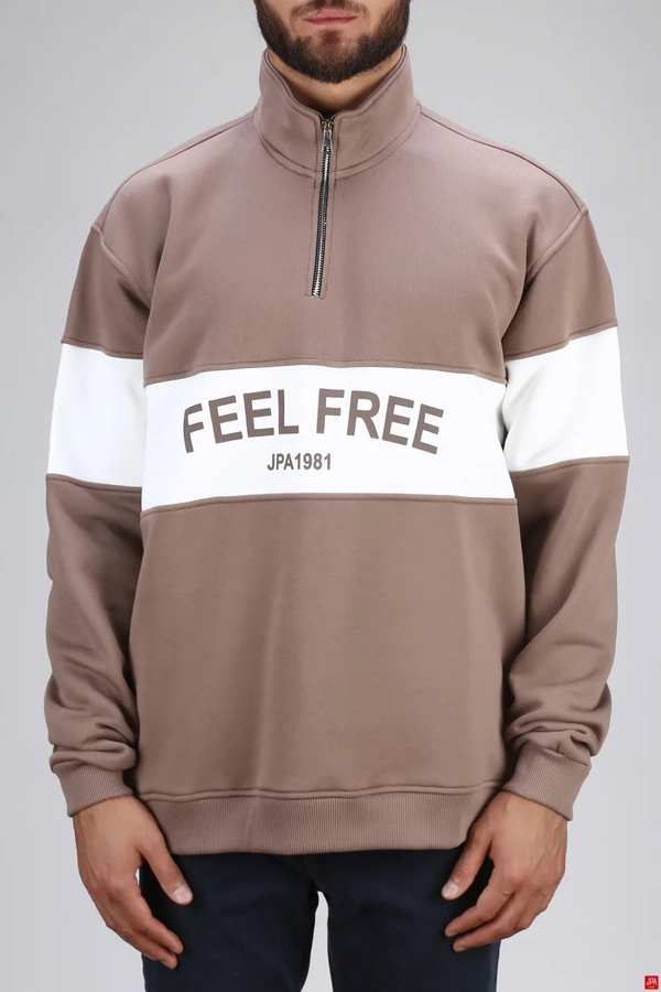 بلوز مردانه دورس نیم زیپ قهوه ای روشن جی پی ای JPA کد 03107