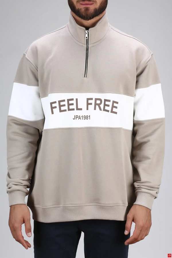 بلوز مردانه دورس نیم زیپ خاکی جی پی ای JPA کد 03107