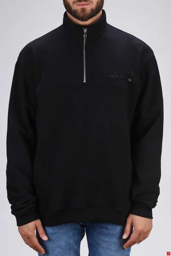 بلوز مردانه دورس نیم زیپ مشکی جی پی ای JPA کد 03114