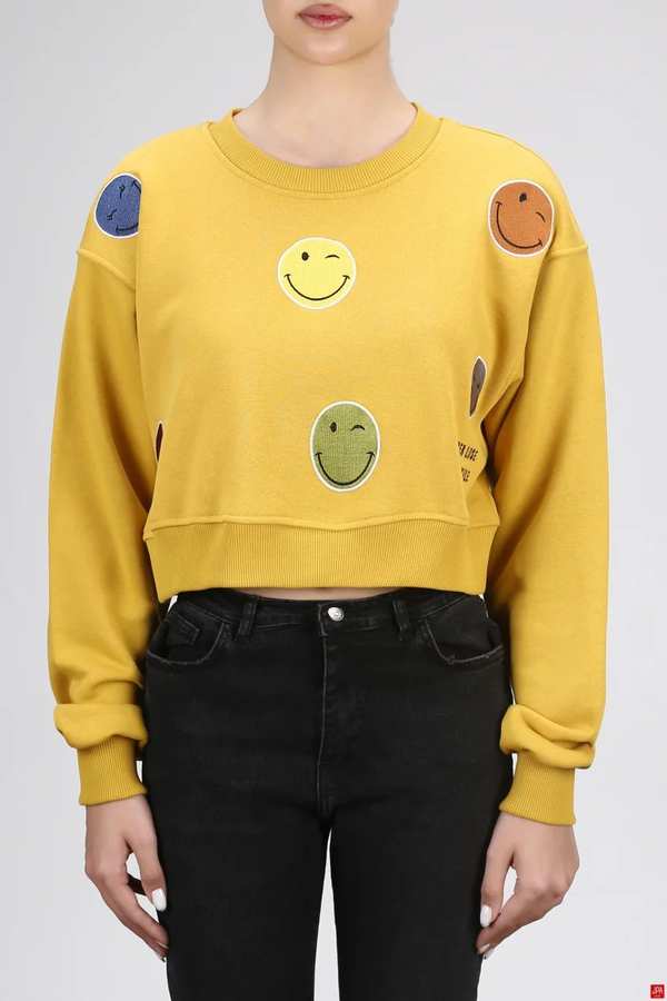 بلوز زنانه کراپ خردلی جی پی ای JPA کد 03139