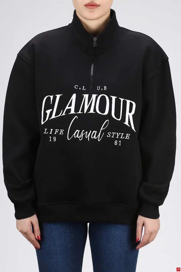 بلوز زنانه دورس نیم زیپ مشکی جی پی ای JPA کد 03115