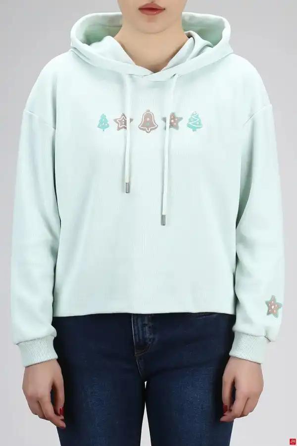 هودی زنانه کلاهدار سبز روشن جی پی ای JPA کد 03169