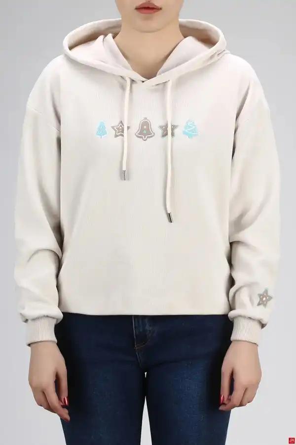 هودی زنانه کلاهدار کرم تیره جی پی ای JPA کد 03169