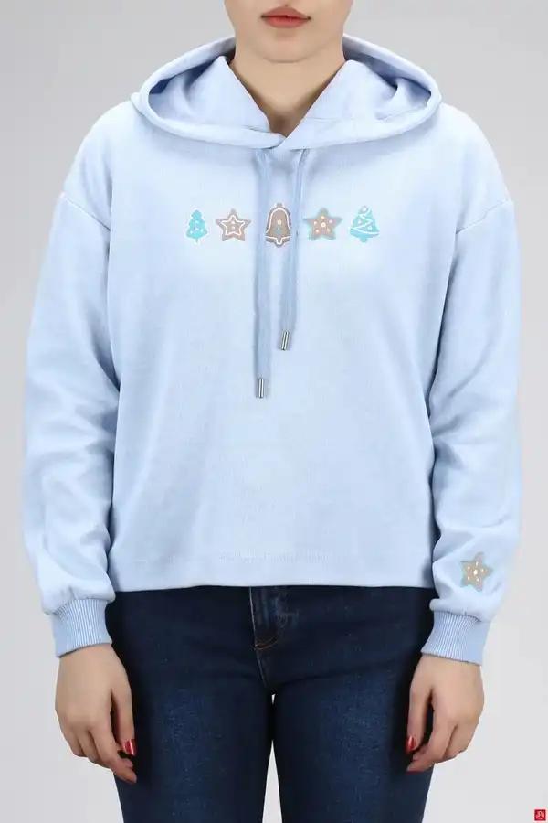 هودی زنانه کلاهدار آبی روشن جی پی ای JPA کد 03169