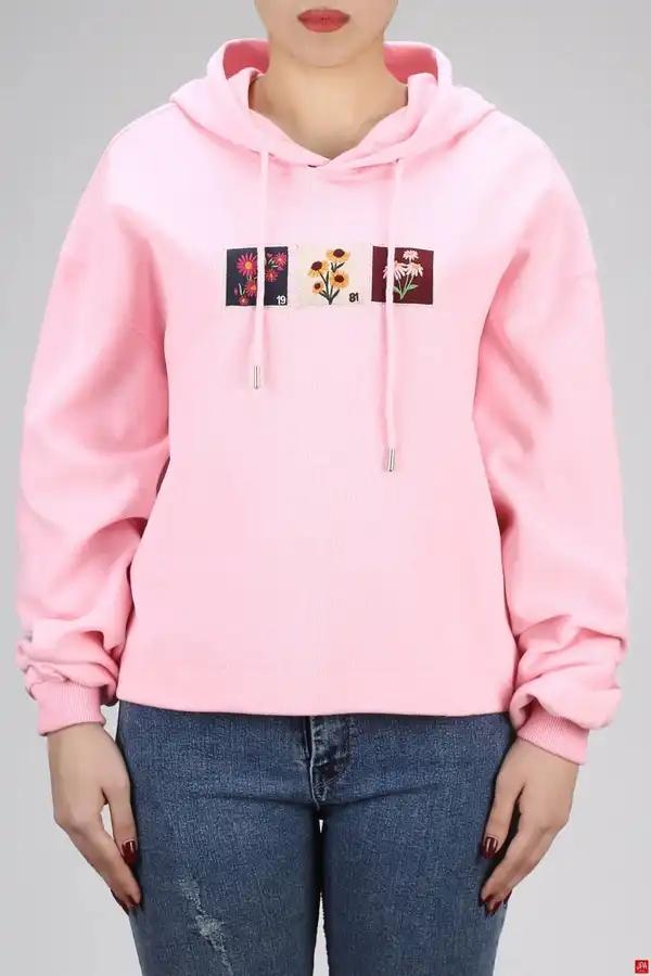 هودی زنانه کلاهدار صورتی جی پی ای JPA کد 03185