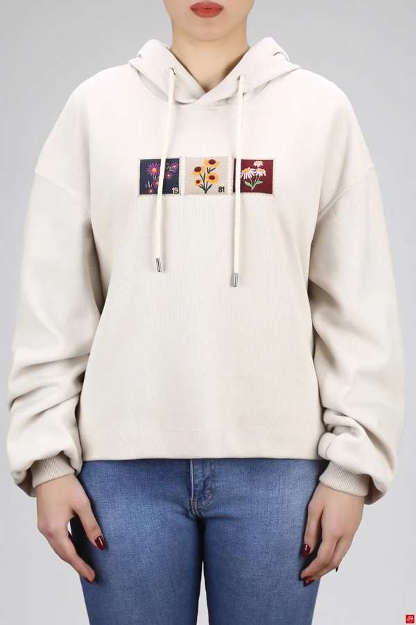 هودی زنانه کلاهدار کرم تیره جی پی ای JPA کد 03185