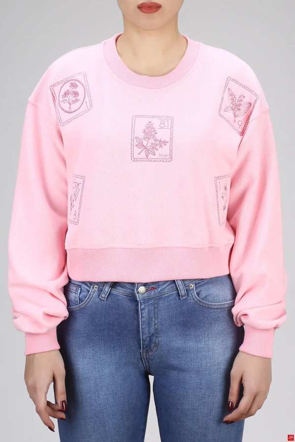 بلوز زنانه کراپ صورتی جی پی ای JPA کد 03170