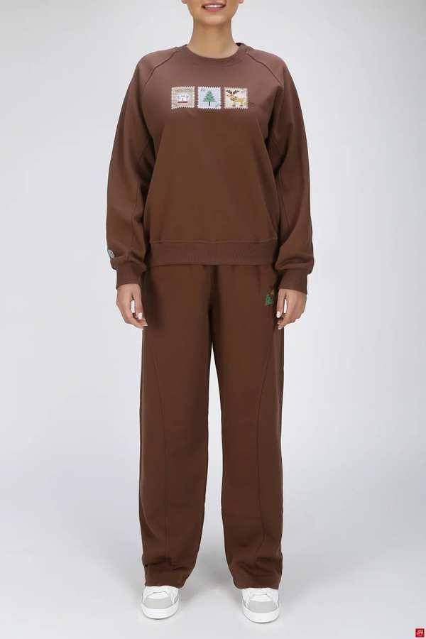 ست بلوز و شلوار زنانه دورس قهوه ای جی پی ای JPA کد 03213