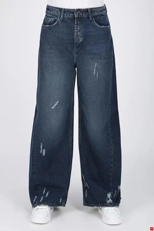 شلوار جین زنانه فلر آبی تیره جی پی ای JPA کد 03306