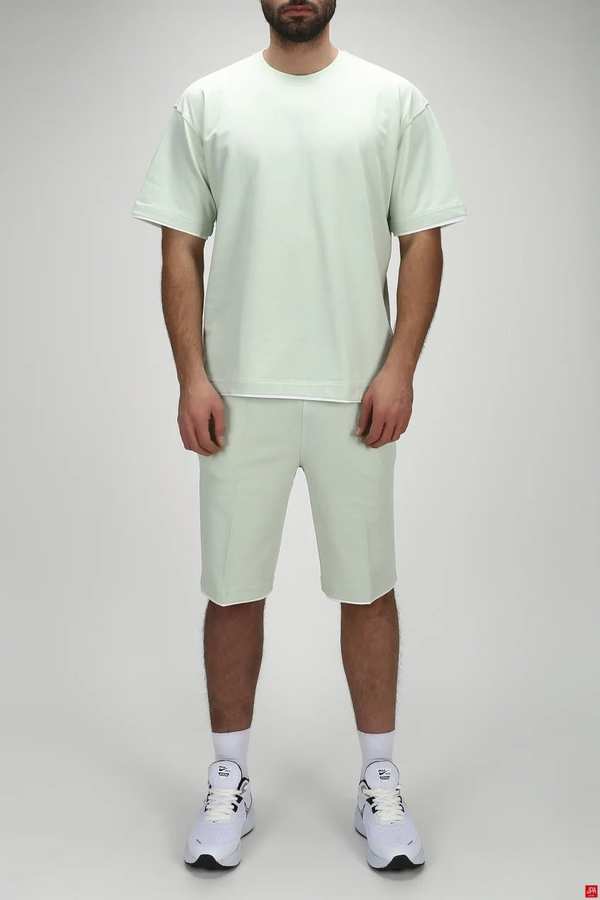 ست تی شرت و شلوارک مردانه راحتی سبز روشن جی پی ای JPA کد 03205