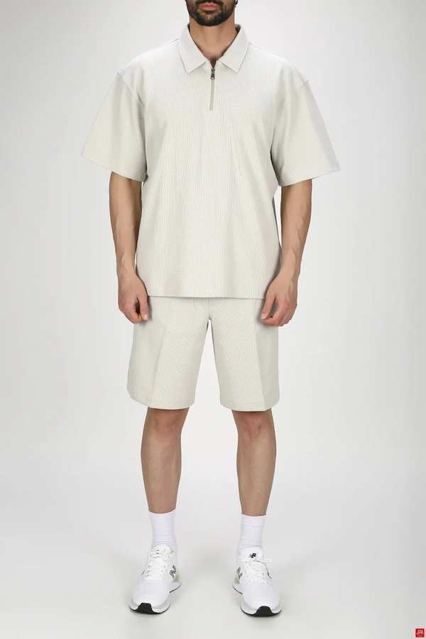 ست تی شرت و شلوارک مردانه اسپرت خاکی جی پی ای JPA کد 03244