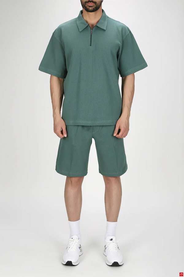 ست تی شرت و شلوارک مردانه اسپرت سبز آبی جی پی ای JPA کد 03244