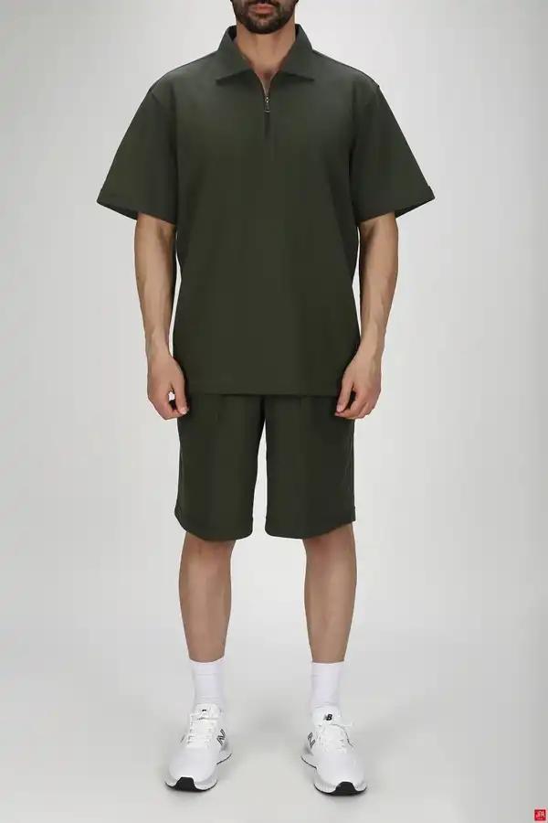 ست تی شرت و شلوارک مردانه اسپرت سبز تیره جی پی ای JPA کد 03293