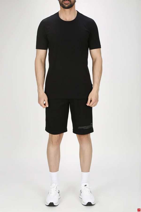 ست تی شرت و شلوارک مردانه راحتی مشکی جی پی ای JPA کد 03234