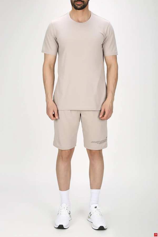 ست تی شرت و شلوارک مردانه راحتی کرم روشن جی پی ای JPA کد 03234