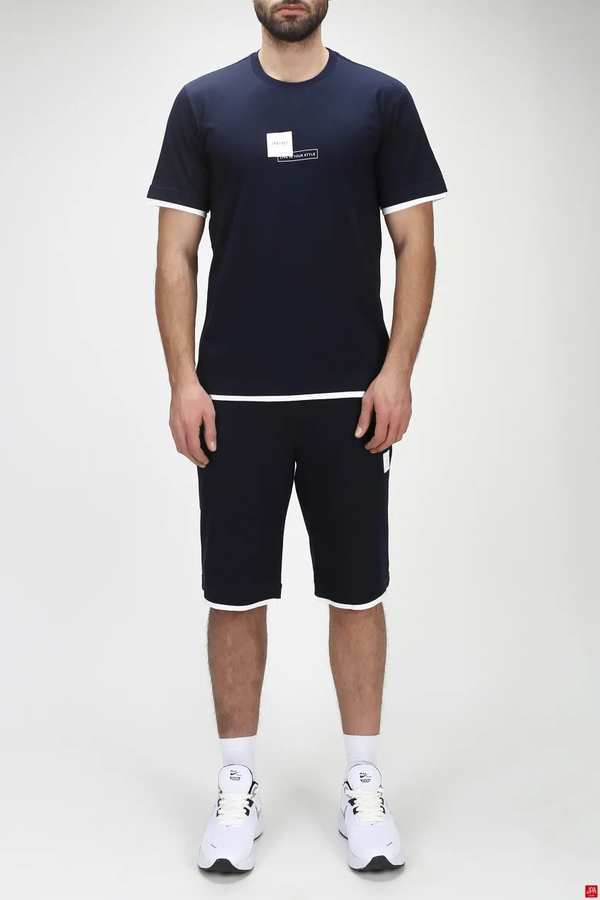 ست تی شرت و شلوارک مردانه راحتی سرمه ای جی پی ای JPA کد 03230