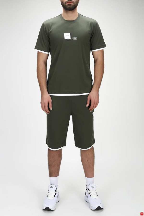 ست تی شرت و شلوارک مردانه راحتی سبز تیره جی پی ای JPA کد 03230