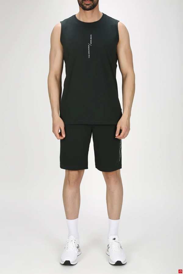 ست تاپ حلقه ای و شلوارک مردانه راحتی سبز تیره جی پی ای JPA کد 03232