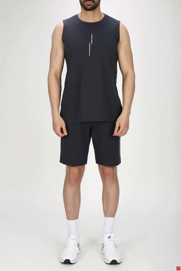 ست تاپ حلقه ای و شلوارک مردانه راحتی زغالی جی پی ای JPA کد 03232