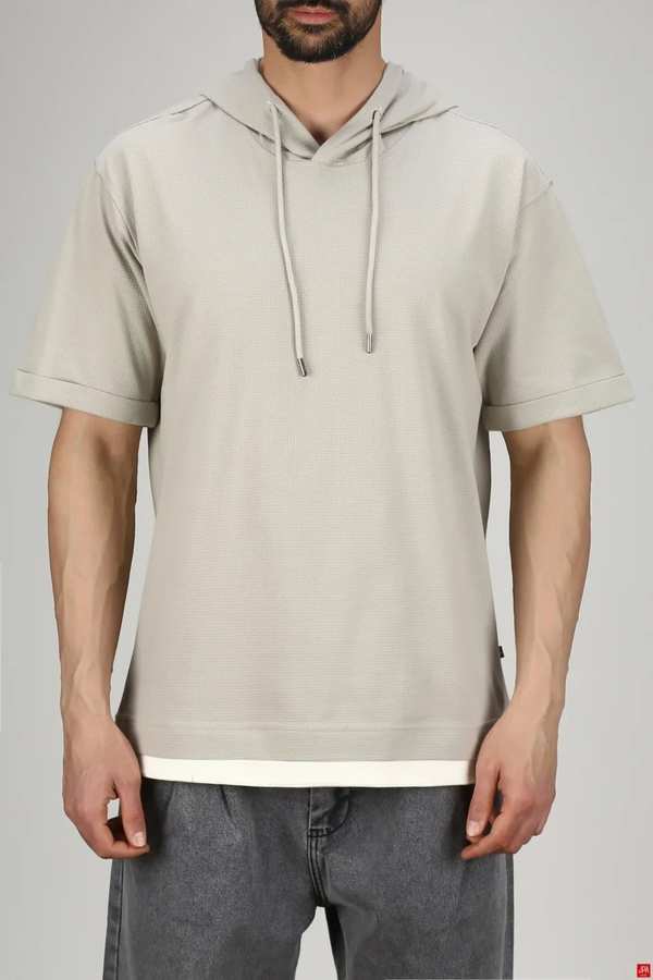 تی شرت مردانه کلاهدار سبز طوسی جی پی ای JPA کد 03278