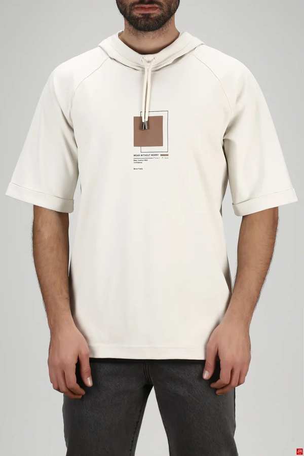 تی شرت مردانه کلاهدار استخوانی جی پی ای JPA کد 03271