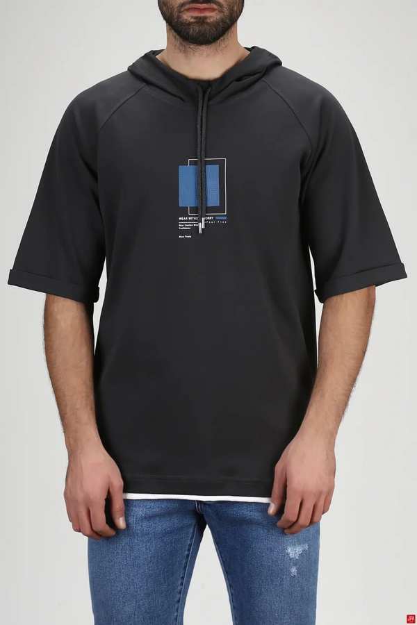 تی شرت مردانه کلاهدار زغالی جی پی ای JPA کد 03271