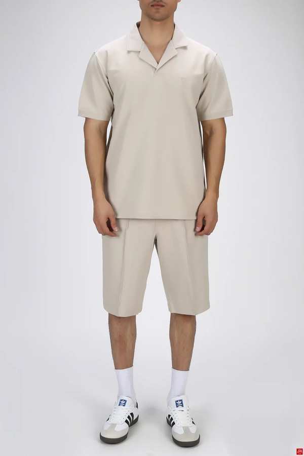 ست تی شرت و شلوارک مردانه اسپرت خاکی جی پی ای JPA کد 03340