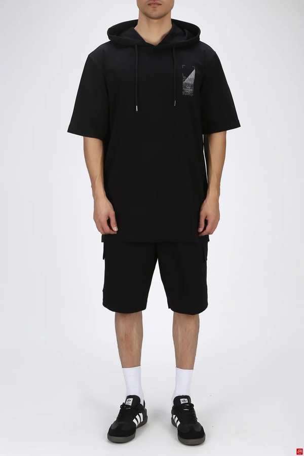 ست تی شرت و شلوارک مردانه اسپرت مشکی جی پی ای JPA کد 03272