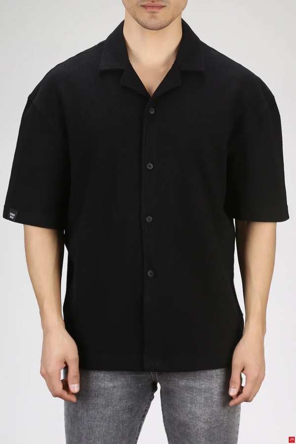 پیراهن مردانه باکس فیت مشکی جی پی ای JPA کد 03389