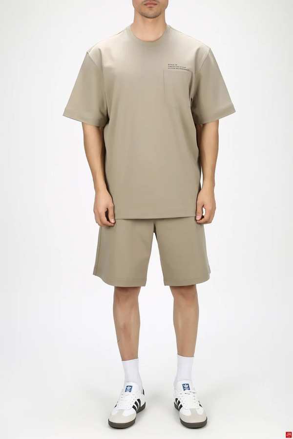 ست تی شرت و شلوارک مردانه راحتی باکس سبز روشن جی پی ای JPA کد 03287