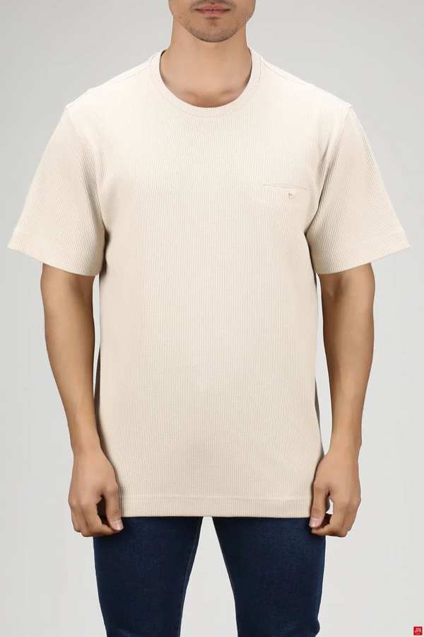 تی شرت مردانه کرم روشن جی پی ای JPA کد 03442