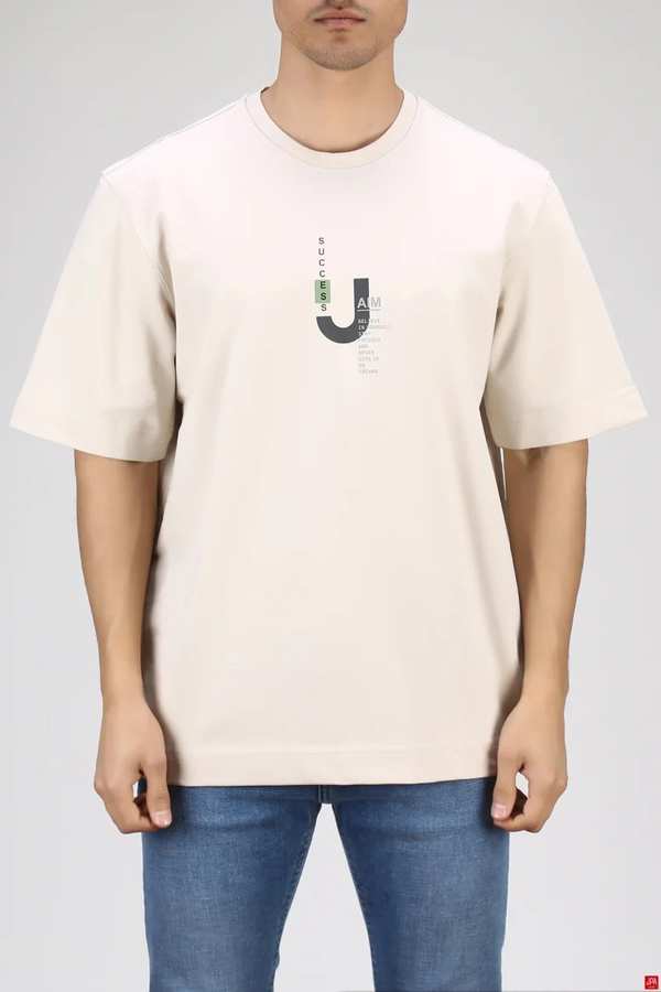 تی شرت مردانه کرم روشن جی پی ای JPA کد 03324