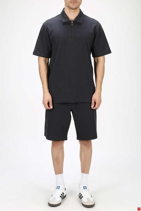 ست تی شرت و شلوارک مردانه اسپرت زغالی جی پی ای JPA کد 03438