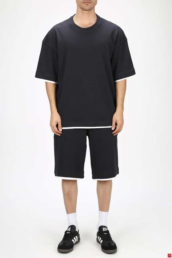 ست تی شرت و شلوارک مردانه اسپرت زغالی جی پی ای JPA کد 03457