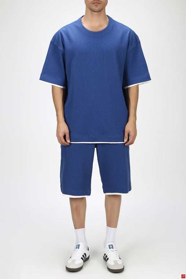 ست تی شرت و شلوارک مردانه اسپرت آبی تیره جی پی ای JPA کد 03457