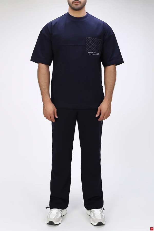 ست تی شرت و شلوار مردانه اسپرت سرمه ای جی پی ای JPA کد 03433