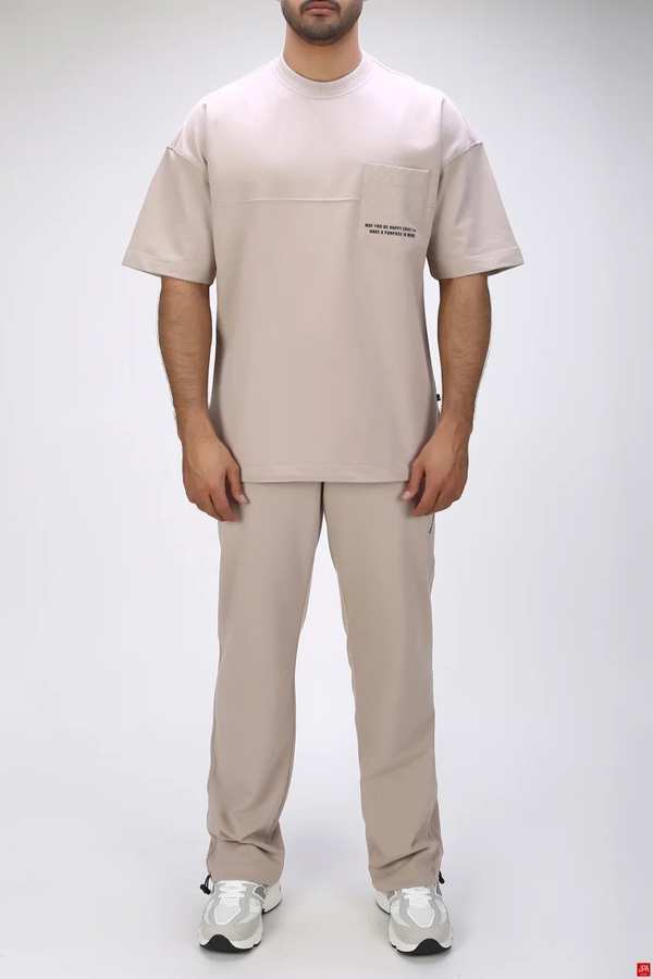 ست تی شرت و شلوار مردانه اسپرت کرم روشن جی پی ای JPA کد 03433