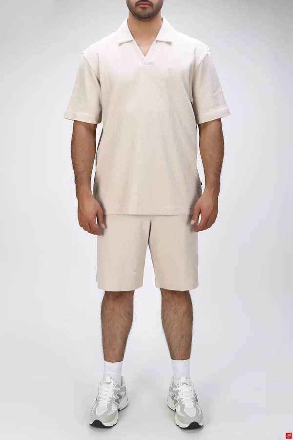 ست تی شرت و شلوارک مردانه باکس کرم روشن جی پی ای JPA کد 03448