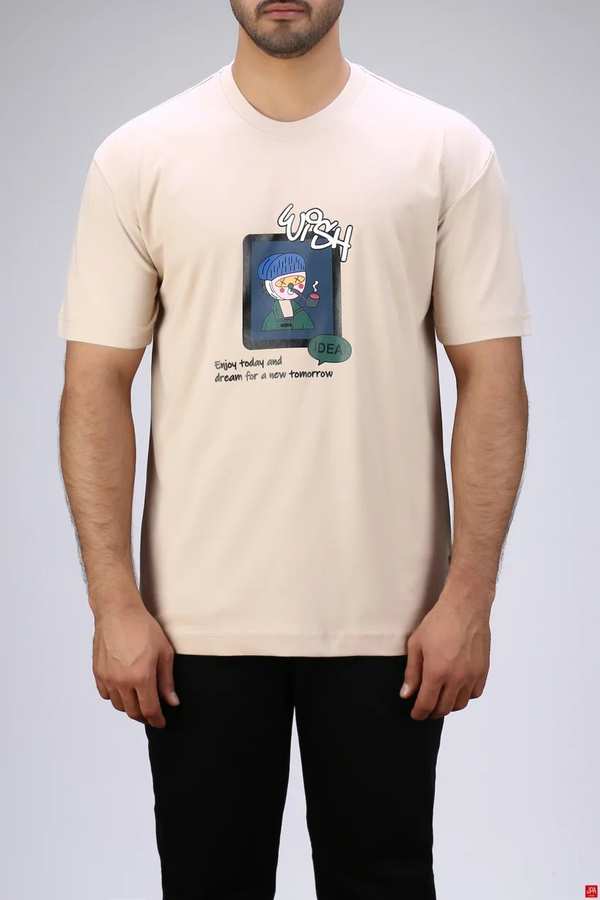 تی شرت مردانه کرم روشن جی پی ای JPA کد 03454