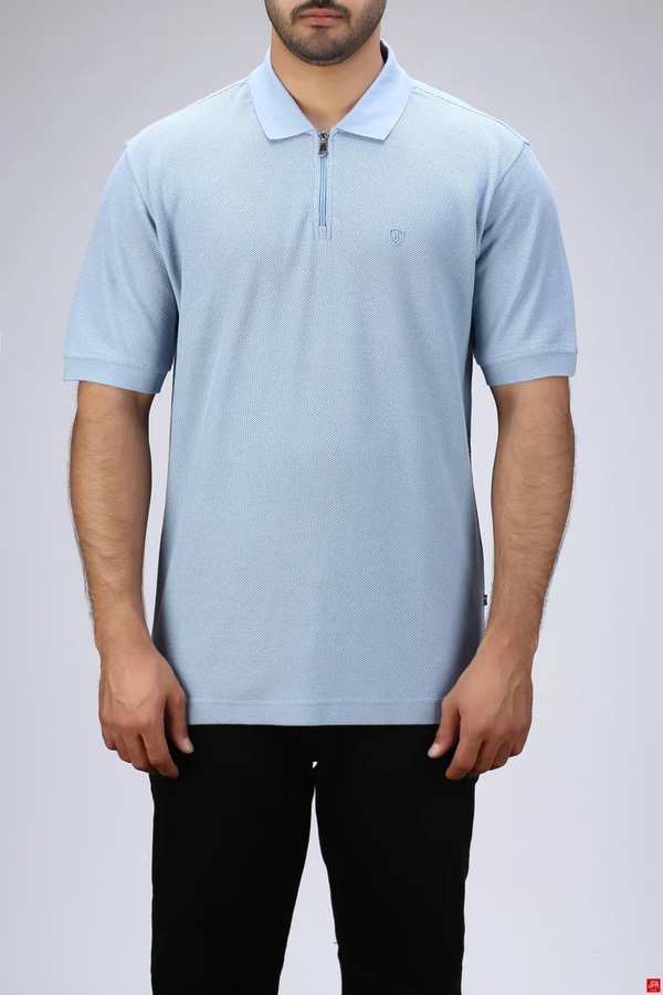 پولوشرت مردانه نیم زیپ آبی روشن جی پی ای JPA کد 03477