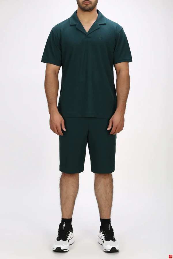 ست تی شرت و شلوارک مردانه اسپرت سبز تیره جی پی ای JPA کد 03483