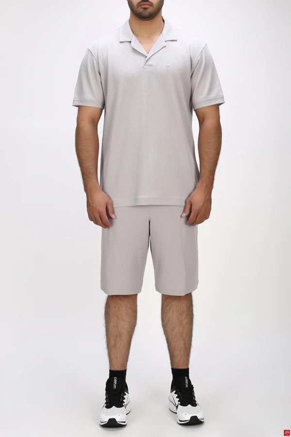 ست تی شرت و شلوارک مردانه اسپرت طوسی روشن جی پی ای JPA کد 03483