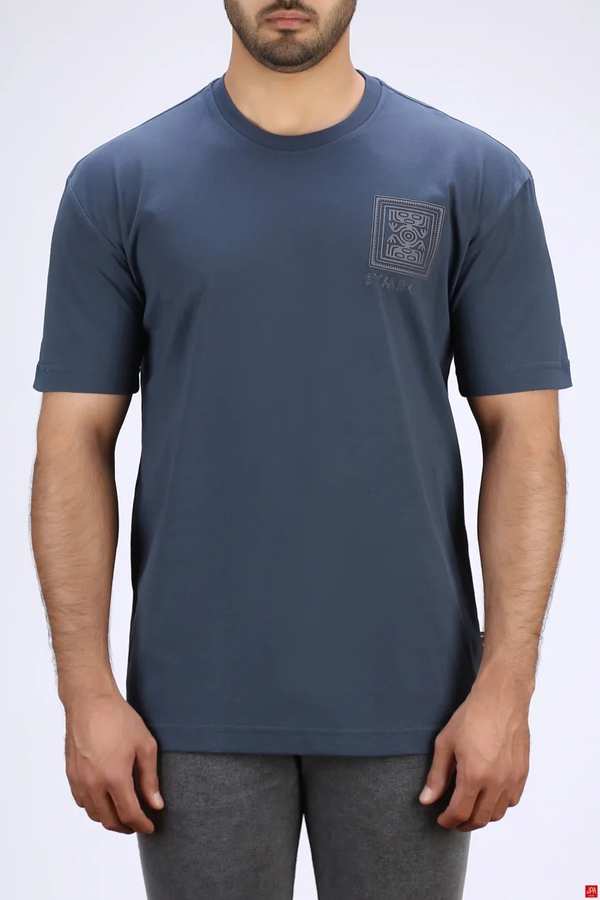 تی شرت مردانه یقه گرد آبی تیره جی پی ای JPA کد 03485