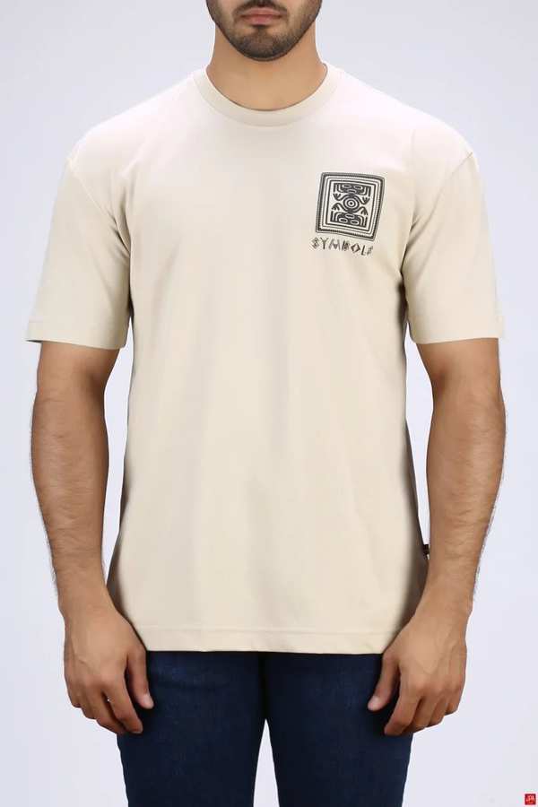 تی شرت مردانه یقه گرد کرم روشن جی پی ای JPA کد 03485