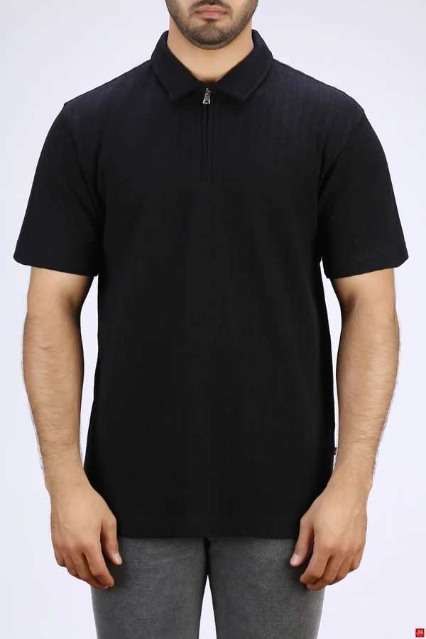 پولوشرت مردانه نیم زیپ مشکی جی پی ای JPA کد 03501