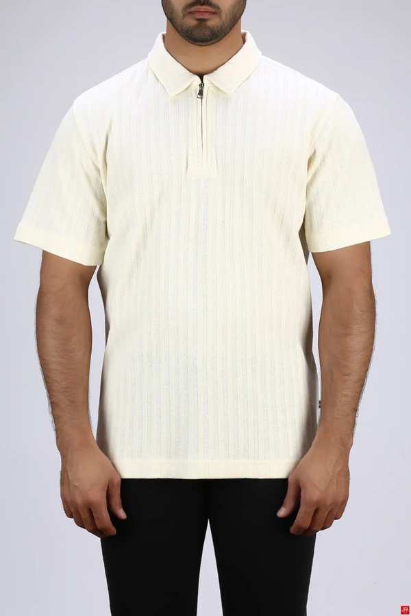پولوشرت مردانه نیم زیپ استخوانی جی پی ای JPA کد 03501