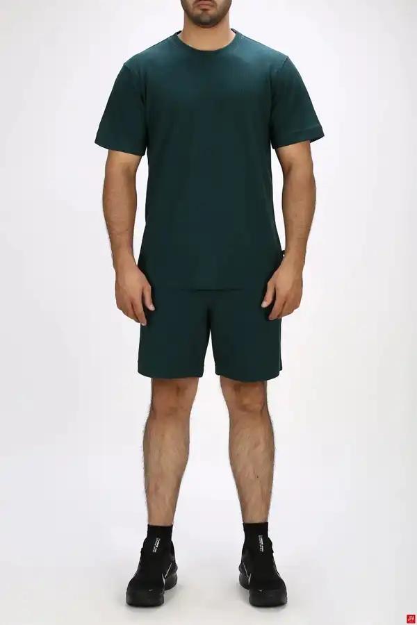 ست تی شرت و شلوارک مردانه اسپرت سبز تیره جی پی ای JPA کد 03536