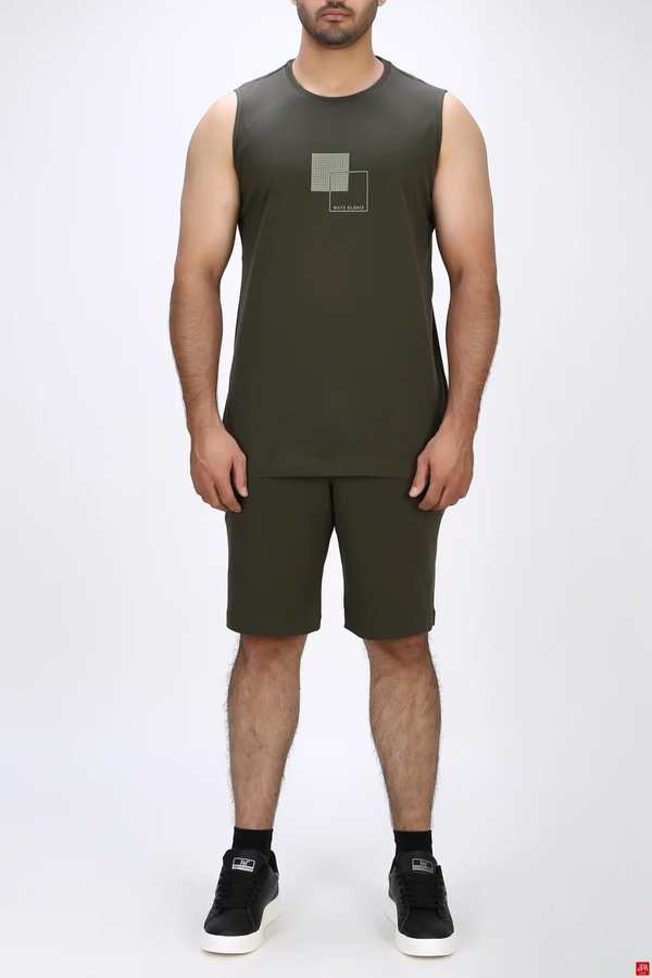 ست تاپ حلقه ای و شلوارک مردانه راحتی سبز روشن جی پی ای JPA کد 03525