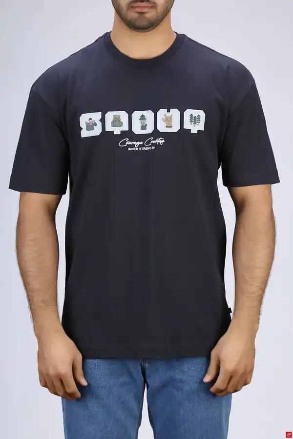 تی شرت مردانه یقه گرد زغالی جی پی ای JPA کد 03486