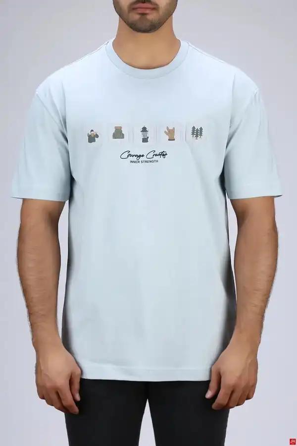 تی شرت مردانه یقه گرد آبی روشن جی پی ای JPA کد 03486